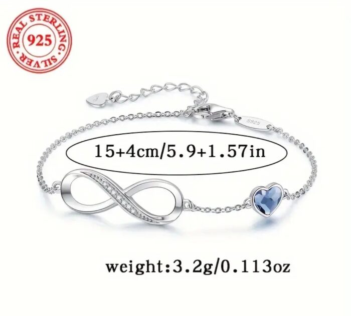 Picsart_25-07-15_00-20-50-900 Pulsera Plata Fina 925 Infinito Corazon Cristal Austriaco