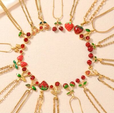 Collares Frutales Natali chapados en oro
